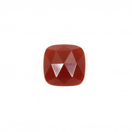 Square faceted red Agate cabochon 9mm x 1pc