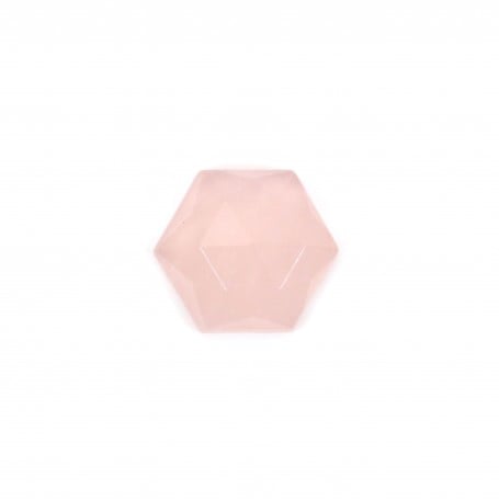 Cabujón hexagonal facetado de cuarzo rosa 10mm x 1ud