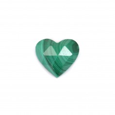 Malachite faceted heart cabochon 9x10mm x 1pc