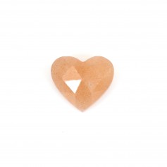 Cabochon Sunstone heart faceted 9x10mm x 1pc