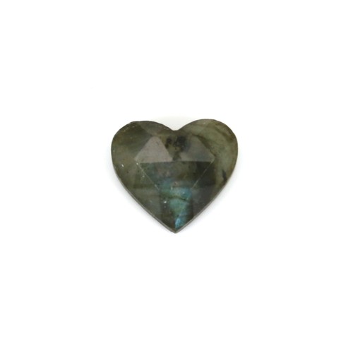 Cabochão coração facetado de labradorite 9x10mm x 1pc