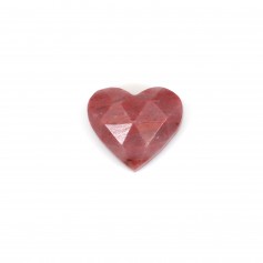 Rhodonite faceted heart cabochon 9x10mm x 1pc