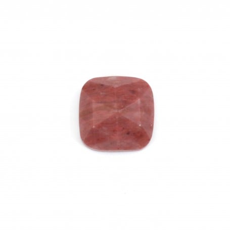 Square faceted Rhodonite cabochon 9mm x 1pc