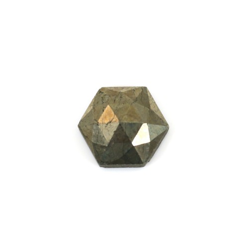 Cabochão hexagonal facetado de pirite 10 mm x 1 unidade