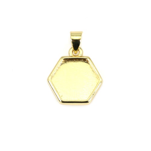 Pendant holder for 10mm hexagon cabochon - Gold x 1pc