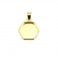 Pendant holder for 10mm hexagon cabochon - Gold-colored x 1pc