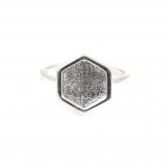 Adjustable ring for 10mm hexagon cabochon - Silver 925 x 1pc