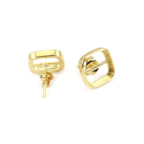 Earring for 9mm square cabochon - Gold x 2pcs