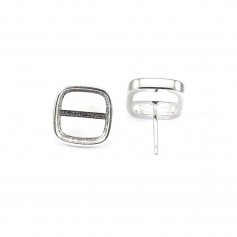Earring for square cabochon 9mm - Silver 925 x 2pcs