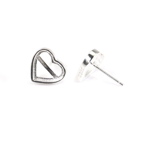 Earring for heart cabochon 9x10mm - Silver 925 x 2pc