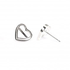 Earring for heart cabochon 9x10mm - Silver 925 x 2pcs