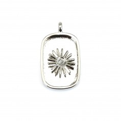 Pendant holder for rectangle & round cabochon - Silver x 1pc
