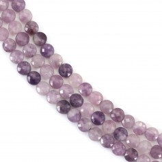 Lepidolite round flat faceted 4mm x 39cm