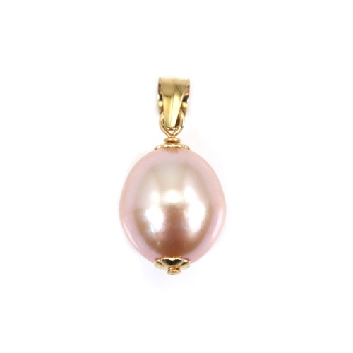 Colgante de perla cultivada de agua dulce morada 9x20mm - Gold Filled x 1pc