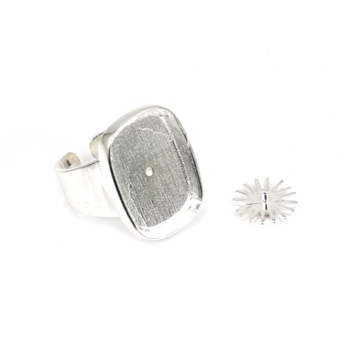 Verstellbarer Ring für rechteckigen & runden Cabochon - 925er Silber x 1Stk
