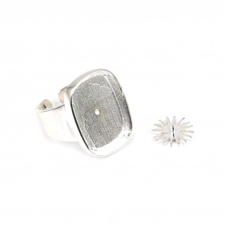 Rectangle & round cabochon ring - Silver 925 x 1pc