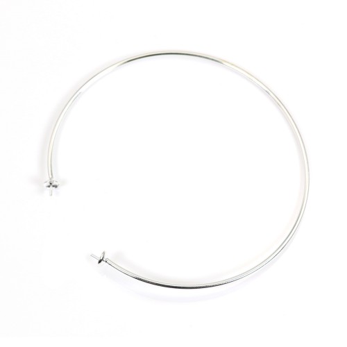 925 sterling silver 60mm flexible bangle for half-driled beads x 1pc