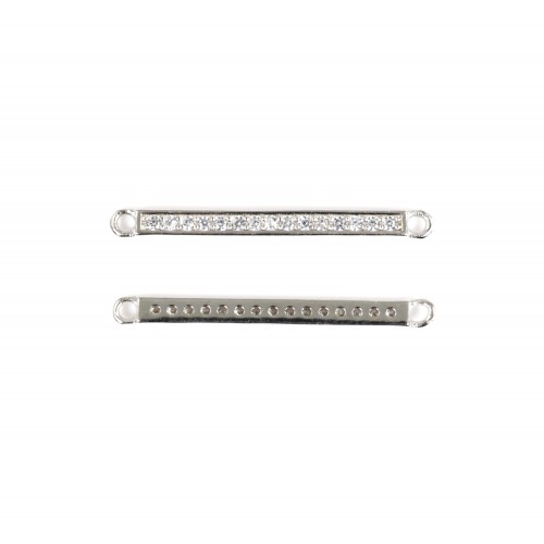 Inserção de barra de pavé 2x26mm - Óxido de zircónio e prata 925 banhada a ródio x 1pc