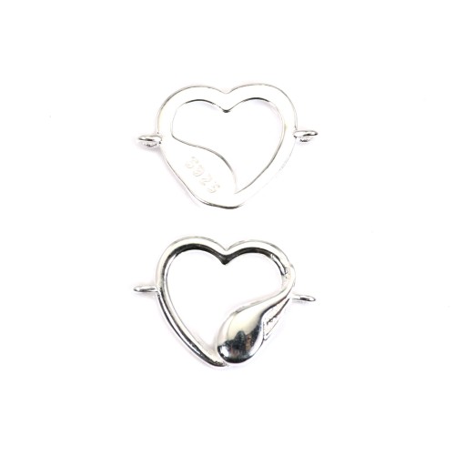 Spacer heart & feather - Silver 925 x 1pc