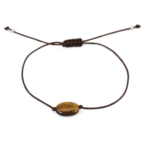 Oval Tiger Eye Bracelet 10x14mm - Adjustable Cord x 1pc
