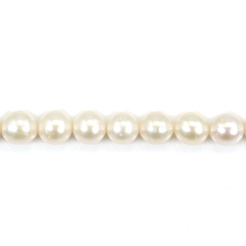 Perle coltivate d'acqua dolce, bianche, semitonde, 6,5 mm x 1 pz