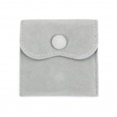 Bolsa de terciopelo gris con botones 7x7cm x 1ud