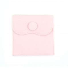 Pink velvet button pouch 7x7cm x 1pc