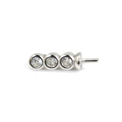 Clip 3 Strass für Semi Pierced 14.5mm - Zirkoniumoxid & 925er Silber rhodiniert x 1Stk