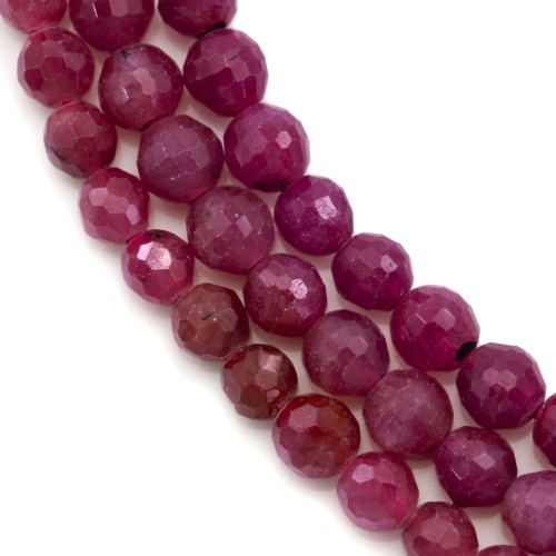 Heated round faceted ruby 4mm x 40cm