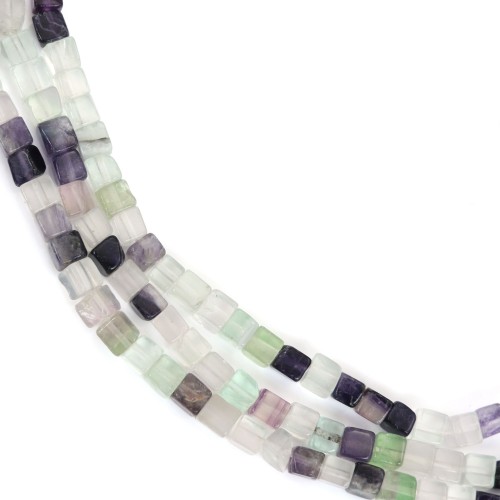 Fluorita multicolor, forma cuadrada, 4,7mm x 40cm