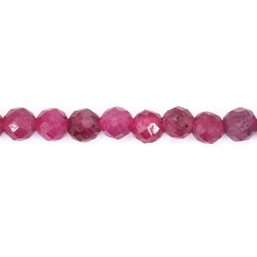 Heated round faceted ruby 3mm x 39cm