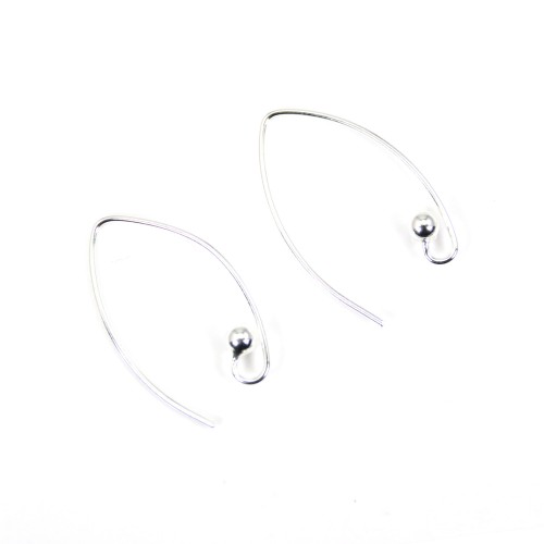 Ear hooks with a ball, silver 925 23mm x 2pcs