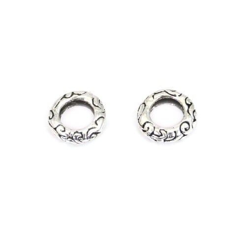Pearl spacer roundel pattern 2x8mm - Silver 925 niello x 2pcs