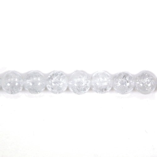 Cristal de roca redondo agrietado 8mm x 39cm