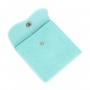 Pochette velours turquoise à bouton 10x10cm x 1pc