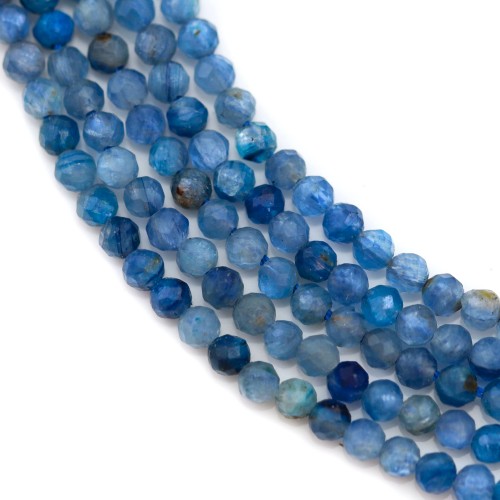 Cyanite in blue color, in faceted round shape, 2mm x 39cm
