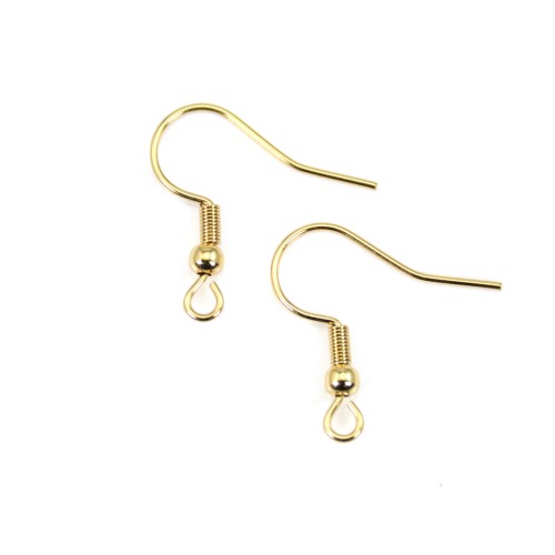 Ball spring ear hook 20mm - 304 stainless steel gold plated x 4pcs