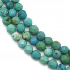 Natural turquoise, in faceted round shape, 4mm x 39cm