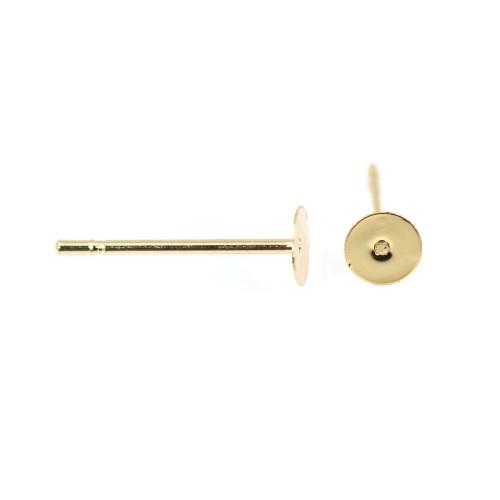 Pino de orelha de disco de 4mm - aço inoxidável banhado a ouro 304 x 4pcs