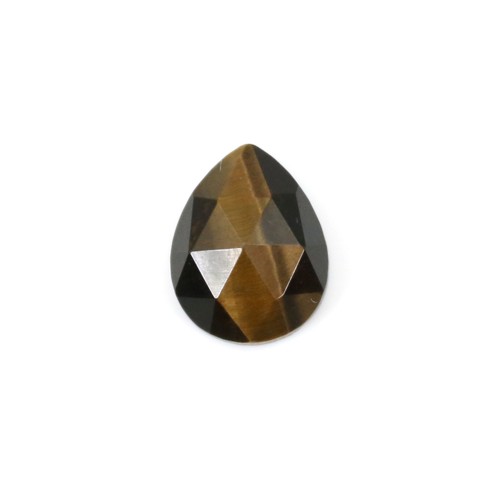 Tiger eye faceted drop cabochon 8x10mm x 1pc