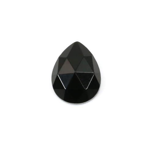 Obsidian faceted drop cabochon 8x10mm x 1pc