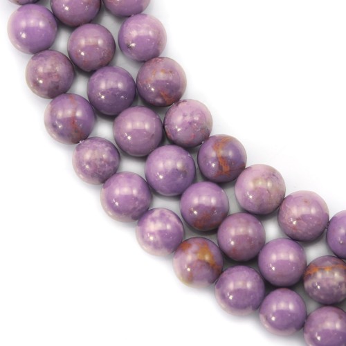 Phosphosiderite violet clair, de forme ronde, 6 - 7mm x 40cm