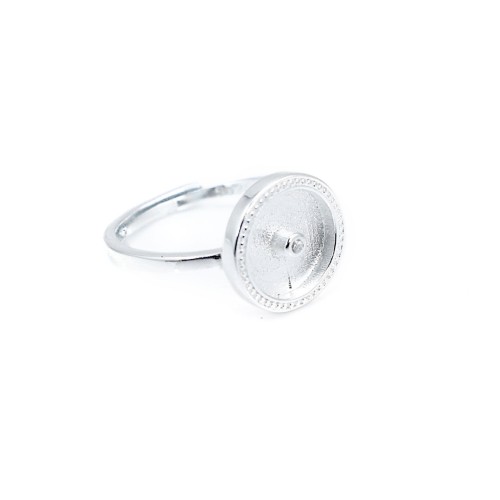 Einstellbarer Ring für 10mm Donut-Cabochon - Zirkoniumoxid & 925er Silber x 1Stk