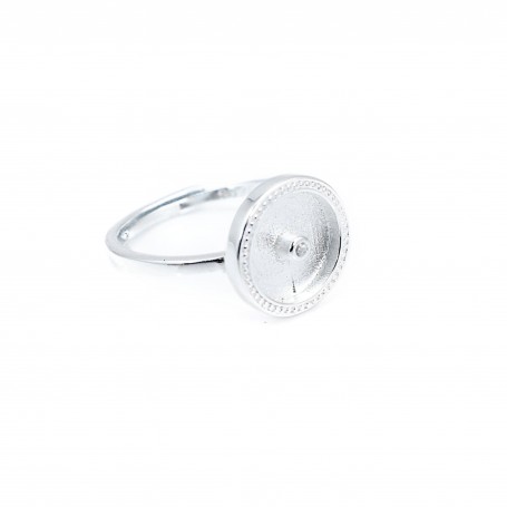Adjustable ring for 10mm donut cabochon - zirconium oxide & 925 silver x 1pc
