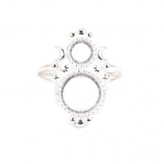 Verstellbarer Ring für runden Cabochon 6 & 10mm - 925er Silber x 1Stk