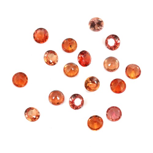 Orange sapphire, round brilliant cut 2-3mm x 1pc