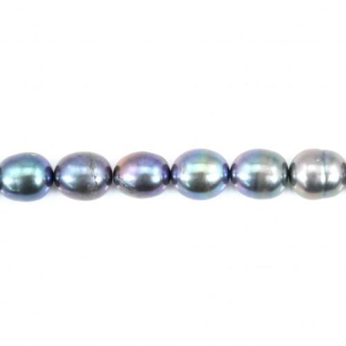 Freshwater cultured pearl, blue, olive, 8-9mm x 36cm