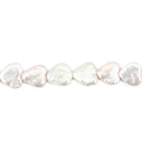 Perla coltivata d'acqua dolce, bianca, cuore, 11-12 mm x 40 cm