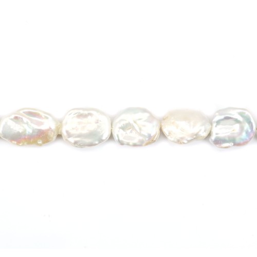 Freshwater cultured pearl, white, keshi, 15-17mm x 40cm