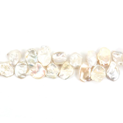 Freshwater cultured pearl, white, keshi petal, 18-22mm x 40cm